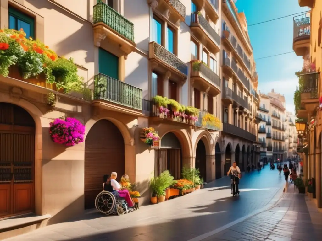 Calle accesible y vibrante de Barcelona Barcelona: ciudad accesible y vibrante para viajeros con movilidad reducida