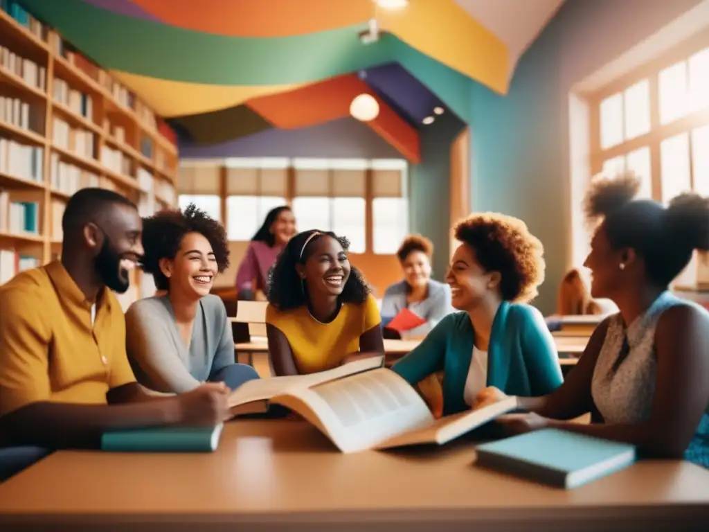 Alegre aprendizaje intergeneracional Alegre aula multigeneracional llena de aprendizaje y diversidad