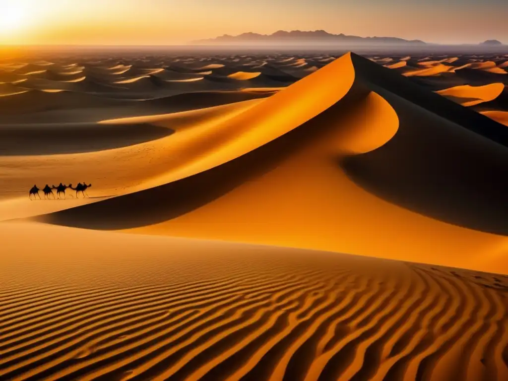 Desierto dorado, un paisaje infinito de serenidad Ecoturismo en desiertos para viajeros senior - Una imagen detallada de un vasto paisaje desértico en 8k se despliega ante los ojos
