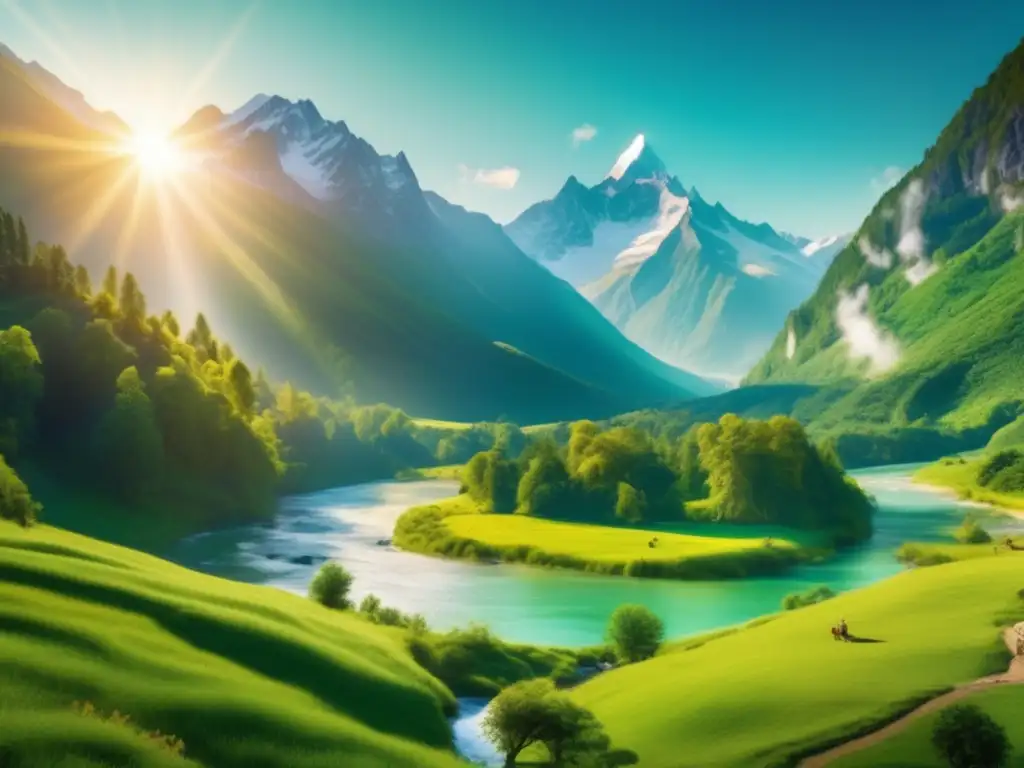 Paisaje montañoso con ecoturismo para envejecimiento saludable