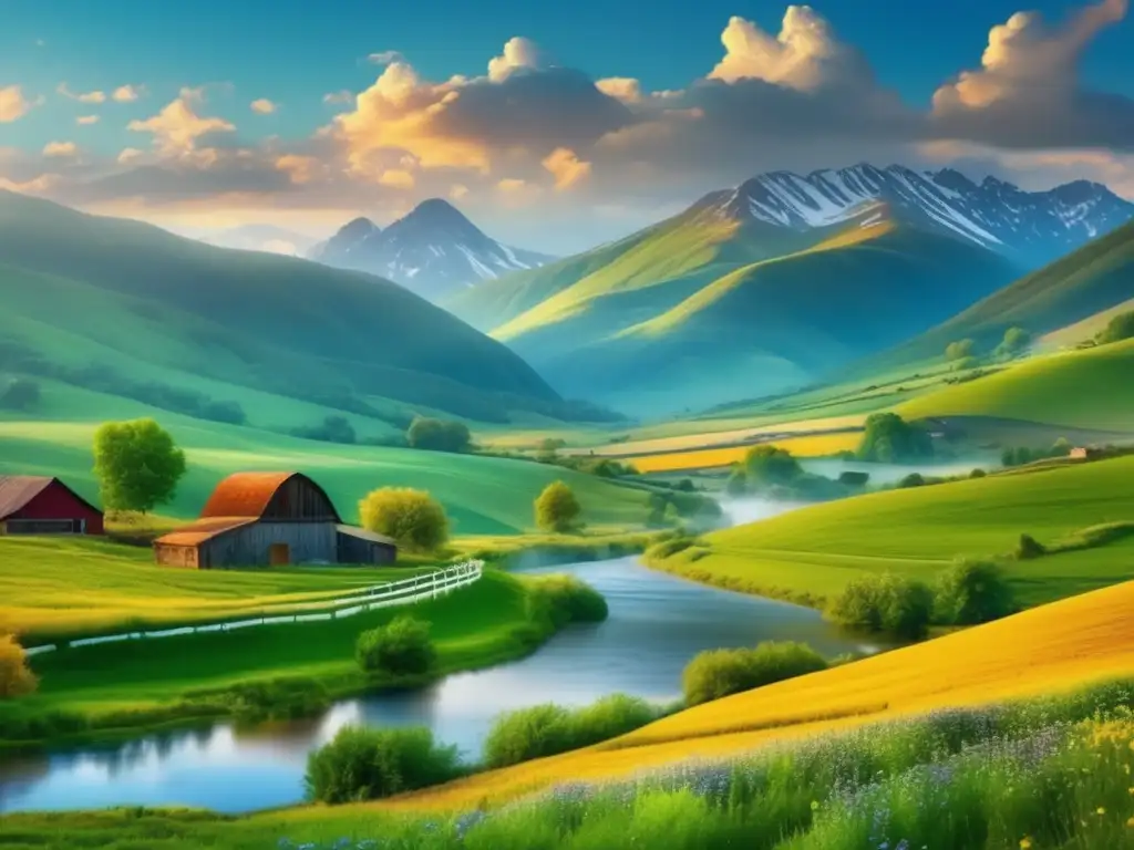 Paisaje rural: naturaleza, montañas y aventura Destinos rurales para aventureros maduros en paisaje idílico