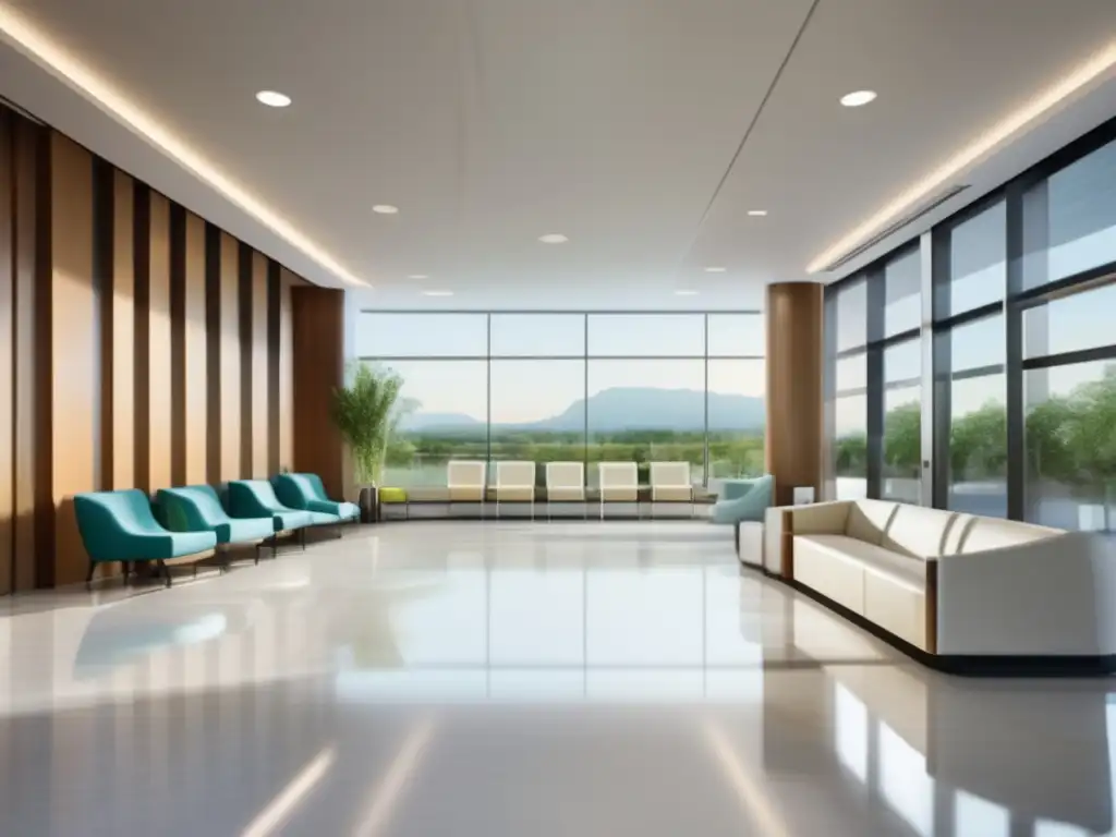 Testimonios inspiradores turismo médico recuperación: hospital moderno, luminoso, diseño minimalista, personal atento, tecnología avanzada