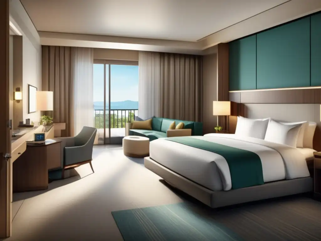 Habitación de hotel moderna para adultos mayores: comodidad y seguridad con características accesibles