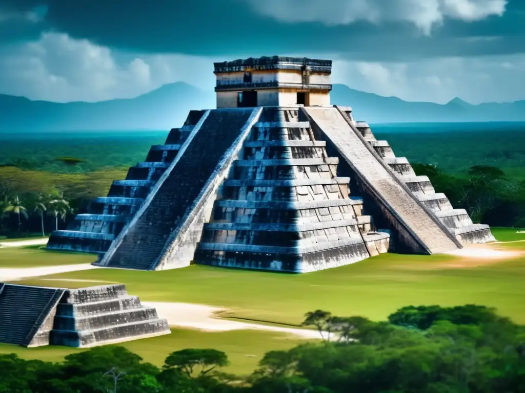 Majestuosas ruinas de Chichen Itza Experiencias culturales para viajeros maduros en Chichen Itza: Templo de Kukulcan y ruinas mayas en imagen 8k