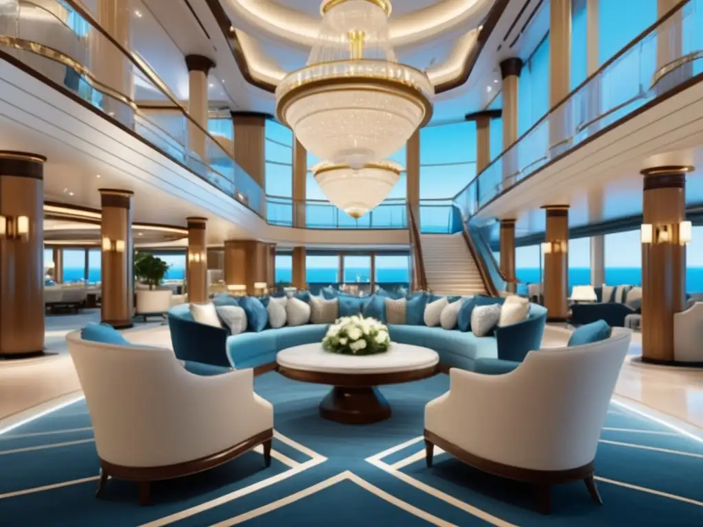 Lujoso atrio de crucero para viajeros mayores Interior lujoso de crucero para viajeros mayores: Mejores cruceros de lujo para viajeros mayores