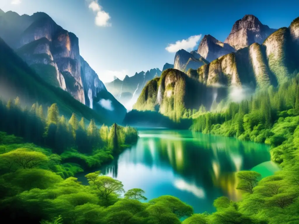 Bosque exuberante entre montañas - Viajes de naturaleza para mayores atractivos: Bosque verde y exuberante entre montañas imponentes, con río cristalino y tranquilidad