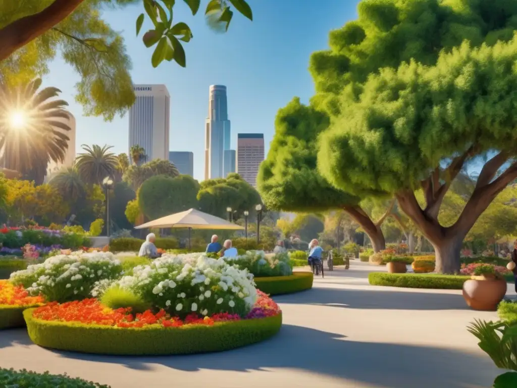 Parque idílico en Los Ángeles para adultos mayores Hermoso parque de Los Angeles para turismo de mayores