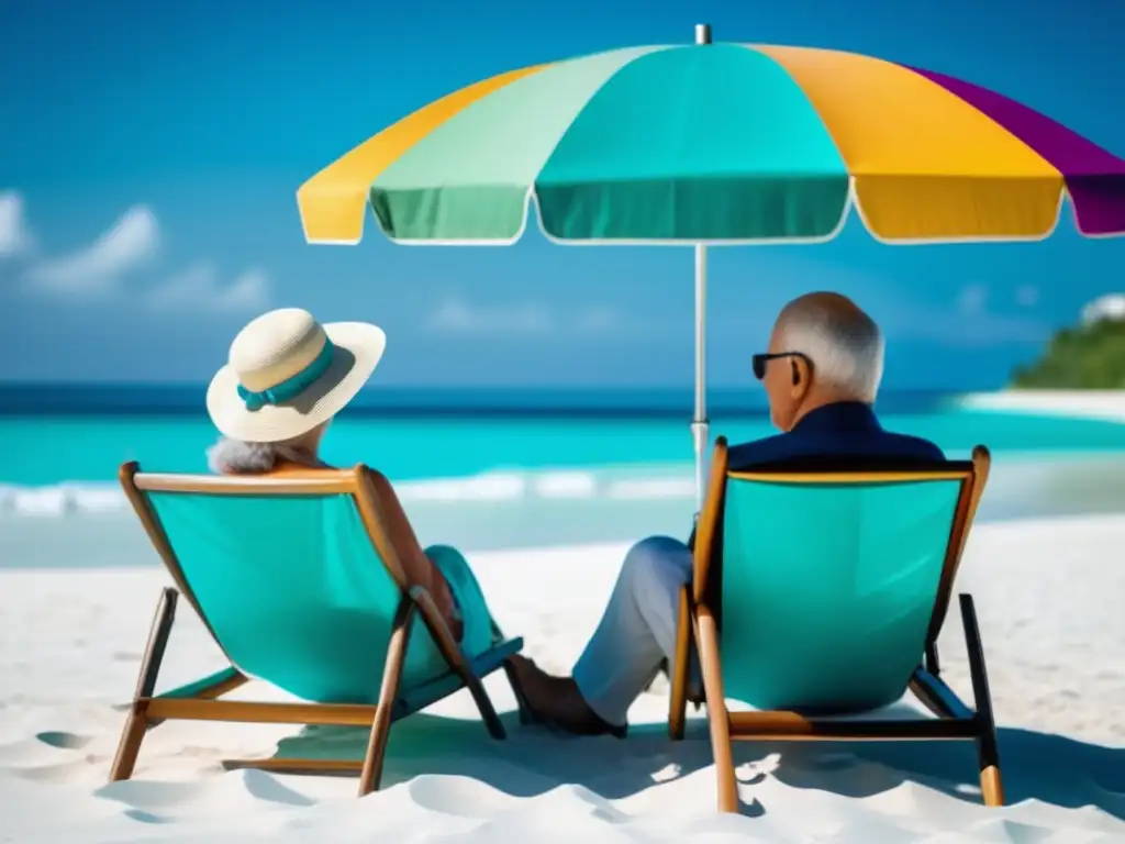 Pareja mayor disfrutando de la playa Pareja senior en playa paradisíaca: Destinos de turismo médico para seniors
