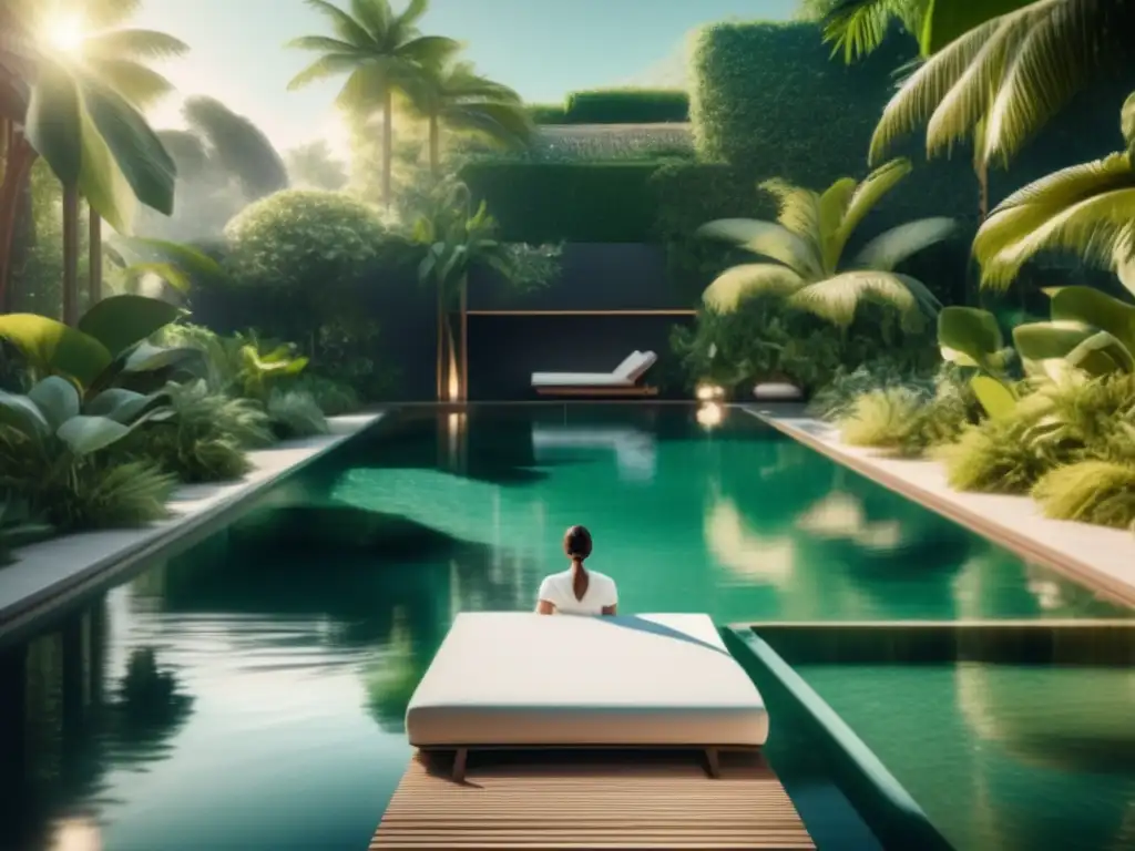 Piscina cristalina rodeada de vegetación: Turismo médico precauciones higiene agua