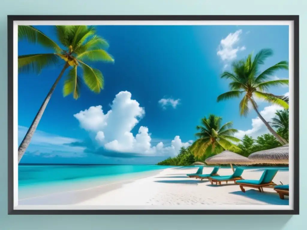 Paraíso tropical: playa de aguas turquesas y palmeras Viajes seguros y saludables para seniors en playa tropical paradisíaca