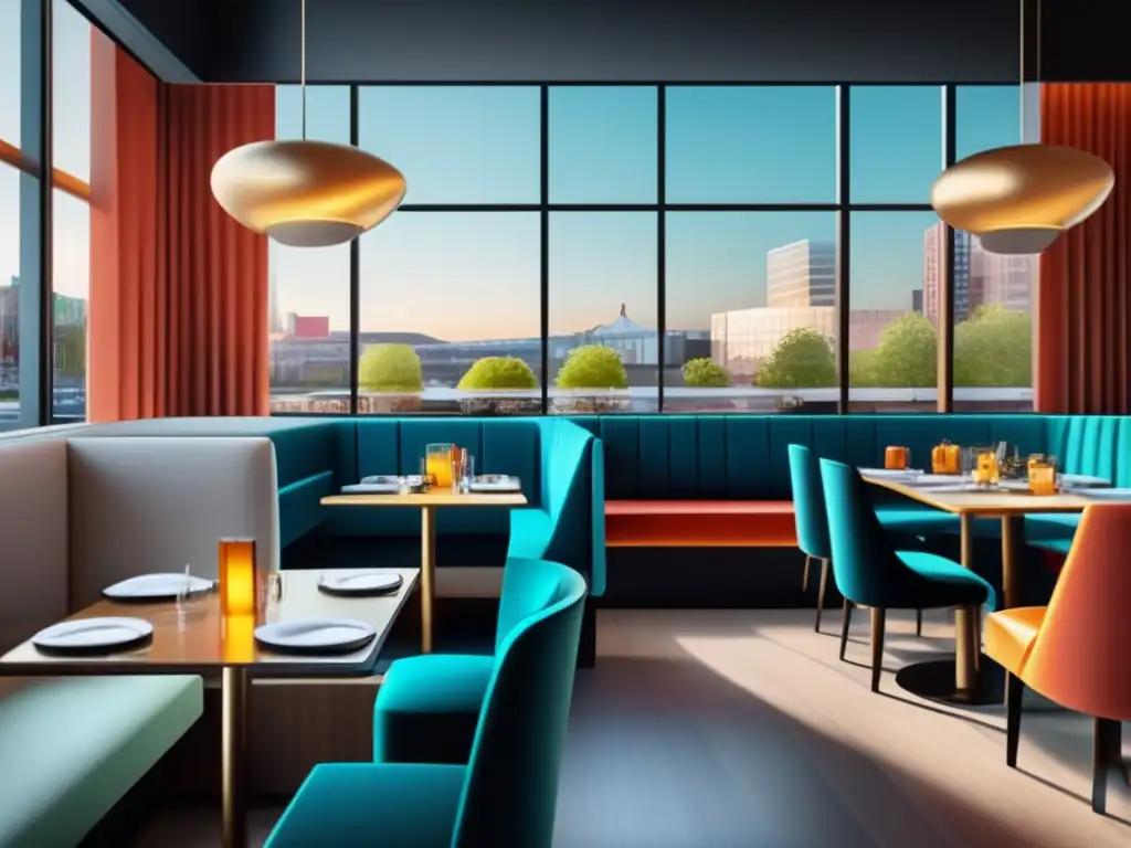 Escena ultradetallada de un restaurante moderno y vibrante