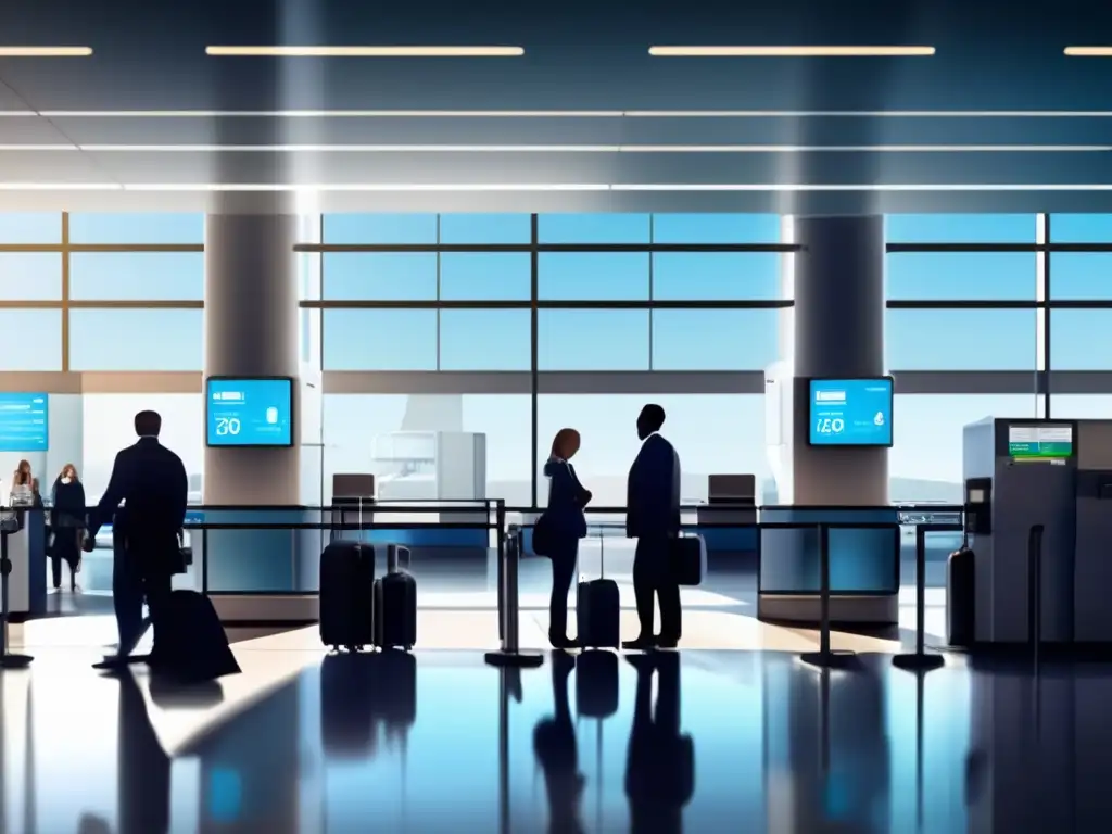 Control de seguridad en aeropuerto moderno Checkpoint de seguridad moderno con tecnología avanzada y personal amable - Consejos de equipaje de mano para viajeros senior