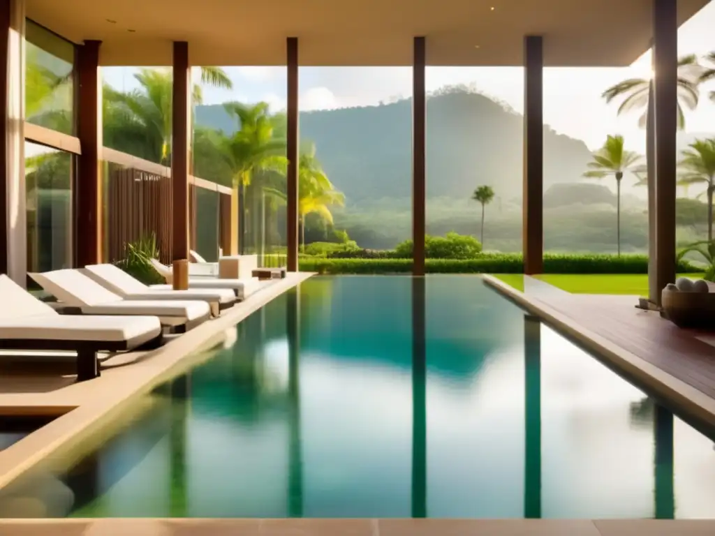 Balneario de lujo en paisaje natural Consejos para viajes a balnearios para mayores en un entorno moderno y sereno