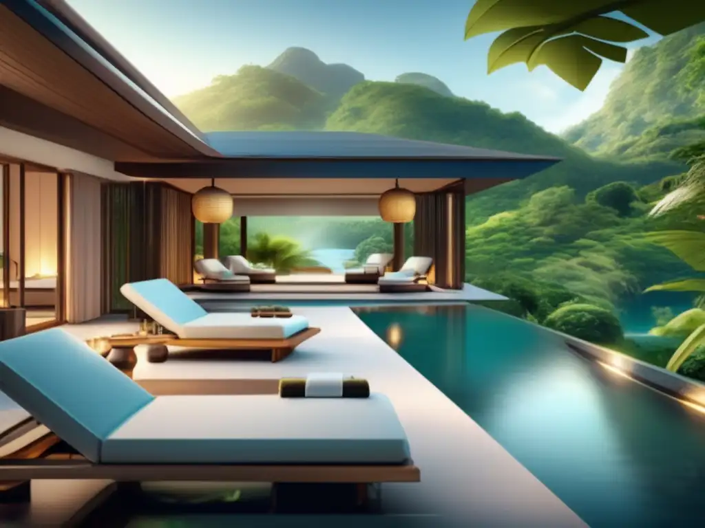 Spa de lujo en la naturaleza Retiro de relajación para viajeros mayores seguros: spa de lujo rodeado de naturaleza y con impresionantes vistas
