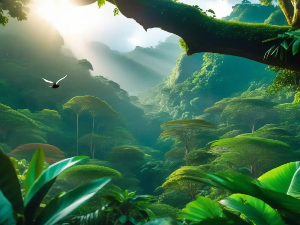 Exuberante selva tropical con aves exóticas Aves exóticas en hábitats naturales para viajeros maduros -