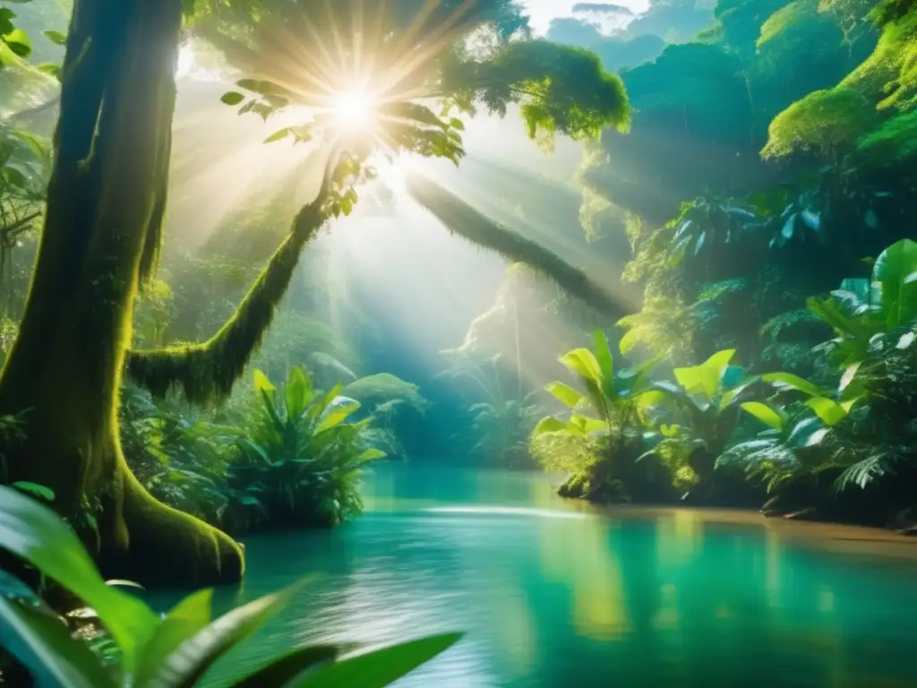 Experiencia de ecoturismo para mayores Beneficios ecoturismo para viajeros mayores: Exuberante imagen 8k detallada captura la esencia del ecoturismo, mostrando una selva vibrante y diversa