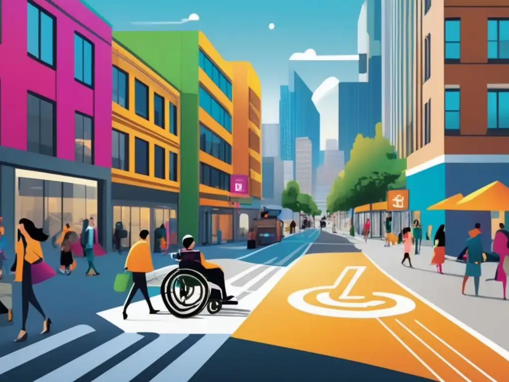 Ciudad accesible y moderna para personas en silla de ruedas Ciudad accesible con infraestructura para personas con movilidad reducida