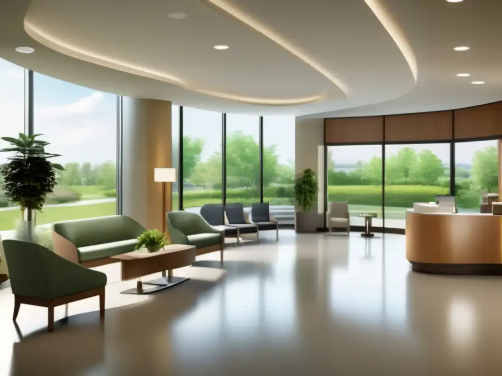 Moderna y tranquila instalación médica con personal atento Instalaciones médicas modernas y acogedoras con personal atento y pacientes felices