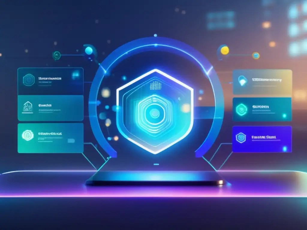 Interfaz futurista de seguridad bancaria Interfaz futurista de seguridad digital con precauciones de robo de identidad en viaje médico