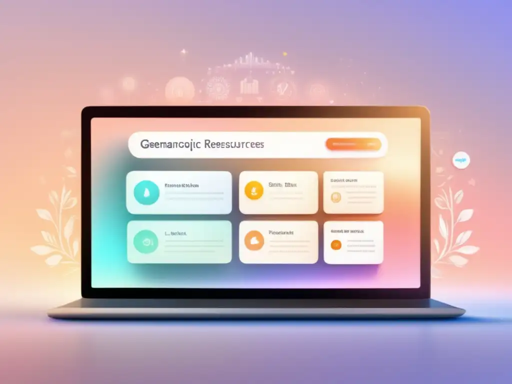 Interfaz digital moderna con búsqueda y recursos genealógicos Interfaz digital moderna con diseño minimalista y recursos genealógicos para viajes senior