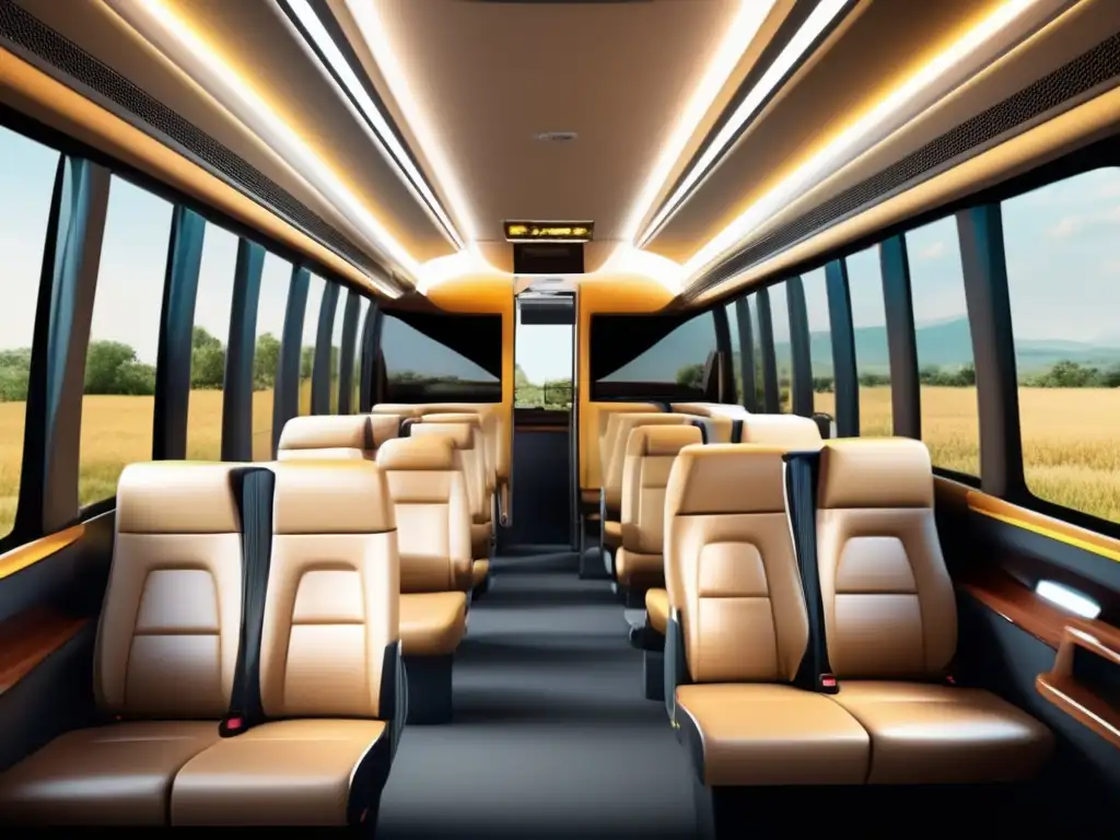 Interior moderno y cómodo de autobús para viajeros seniors