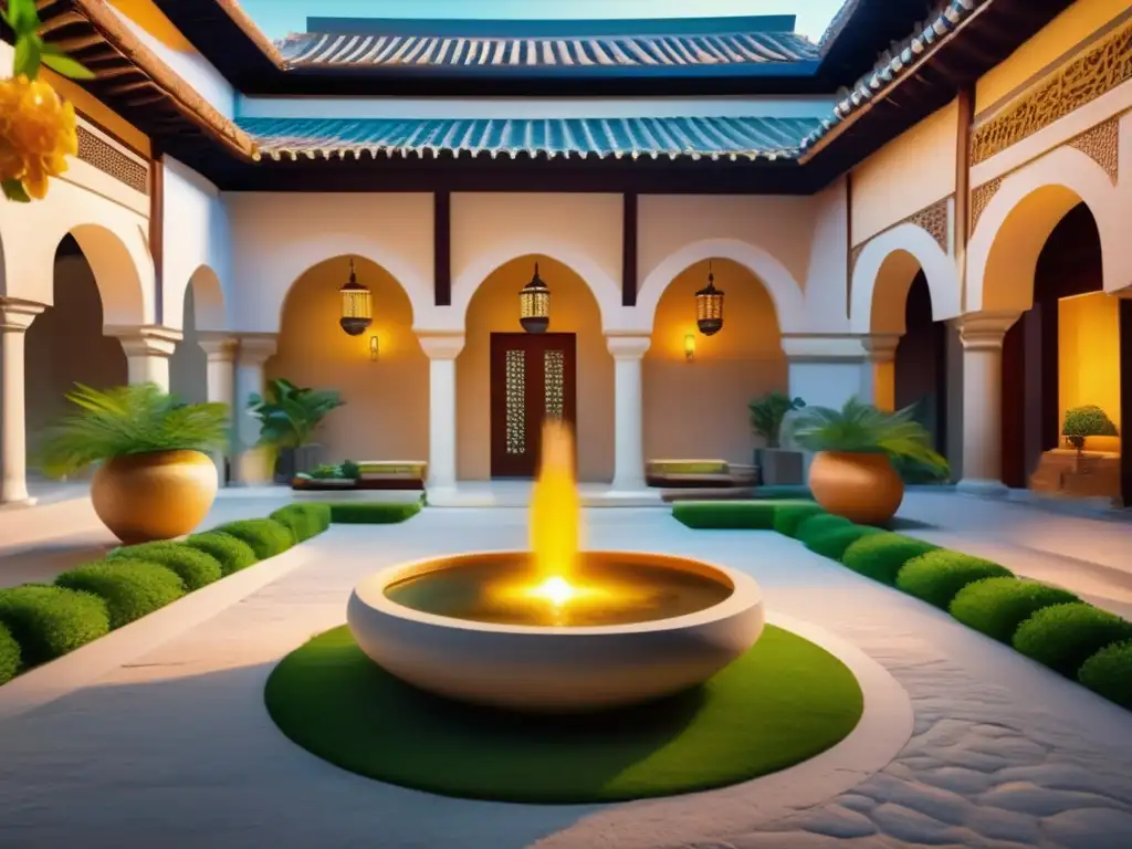 Hermoso patio tranquilo para explorar y sumergirse en la cultura local Destinos culturales tranquilos para seniors en encantador patio