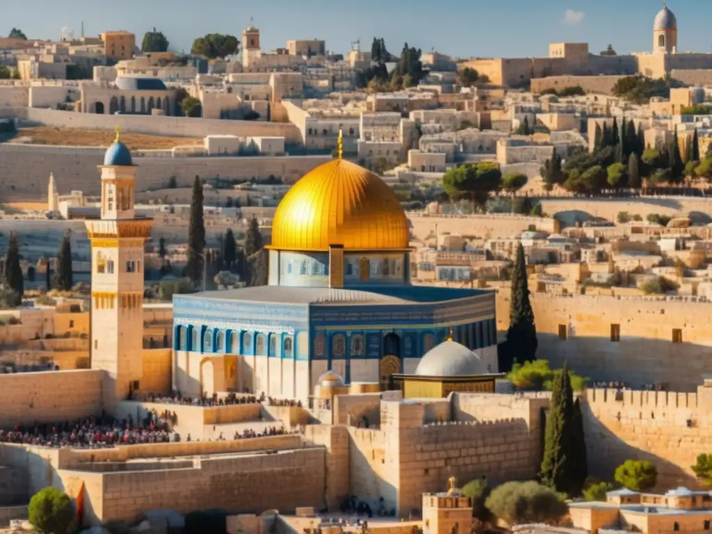 Hermosa imagen de Jerusalén: historia, arquitectura y viajeros seniors Guía de viaje senior Jerusalén: Una imagen 8k impresionante de la antigua ciudad de Jerusalén, con su historia y belleza arquitectónica