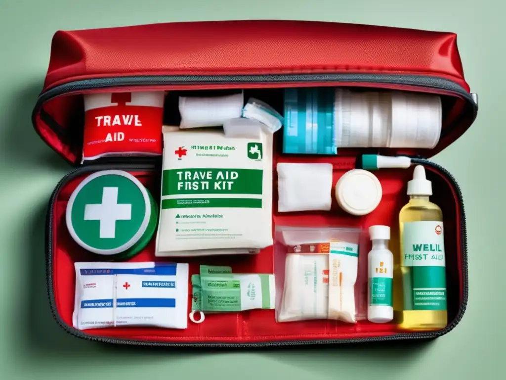 Kit de primeros auxilios de viaje organizado y moderno Botiquín de primeros auxilios para viajeros maduros, bien organizado y con medicamentos seguros -