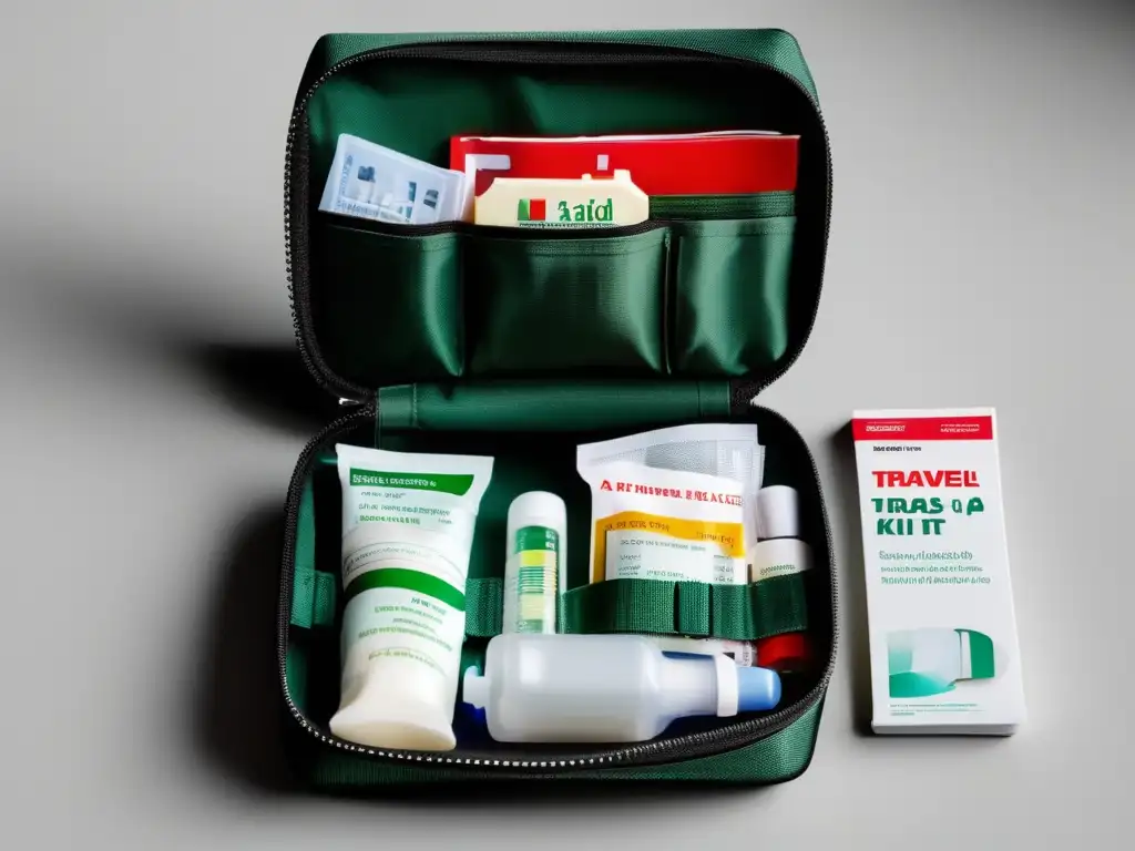 Kit de primeros auxilios para viajes para adultos Botiquín de primeros auxilios para viajeros maduros con diseño compacto y completo, incluye medicamentos, guía y accesorios