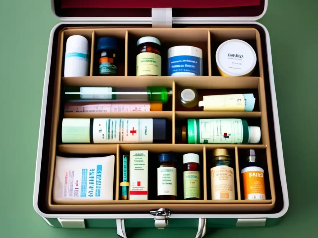 Kit de viaje médico organizado y moderno Kit de viaje moderno para cuidado de la salud con medicamentos, guía de primeros auxilios y elementos esenciales