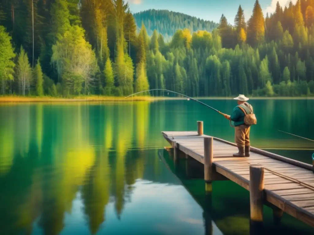 Viaje de pesca para seniors en un hermoso lago rodeado de naturaleza