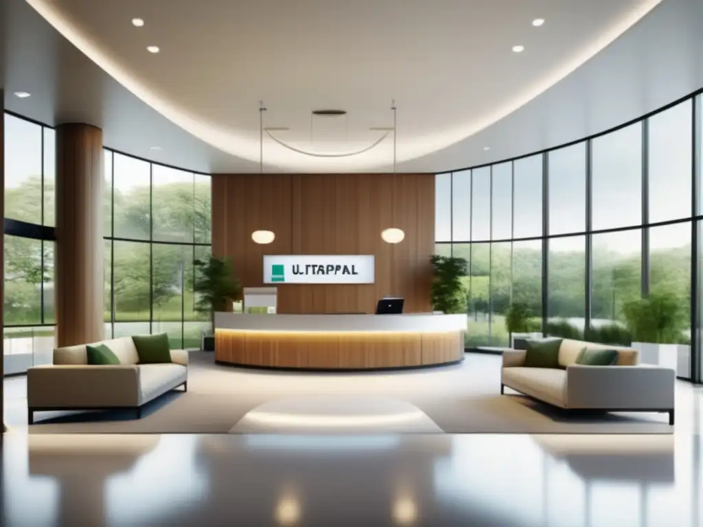 Recepción hospitalaria moderna y acogedora con vista panorámica y personal amable - Viajes médicos en el extranjero