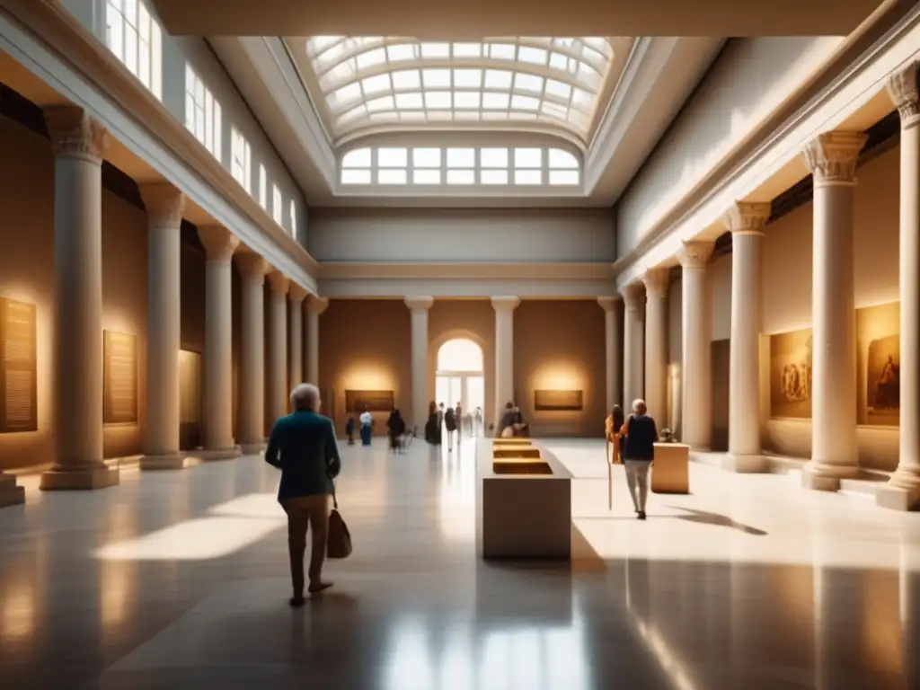 Museo arqueológico con exhibiciones interactivas El mejor museo arqueológico para viajeros senior: una imagen impresionante de 8k muestra el interior de un majestuoso museo