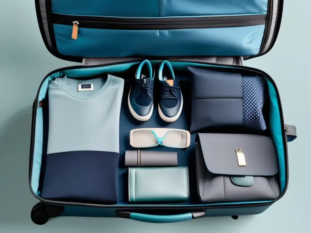 Maleta organizada con accesorios de viaje Maleta organizada con consejos para empacar eficientemente