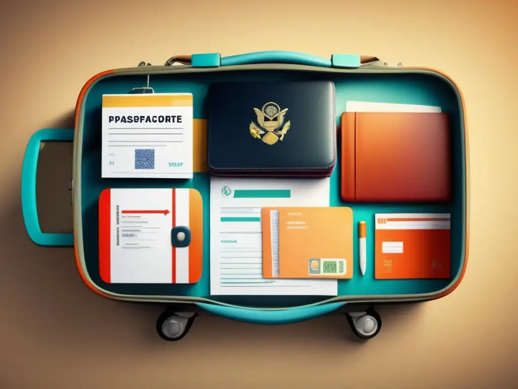 Equipaje organizado para un viaje médico Maleta de viaje médico con documentos necesarios organizados