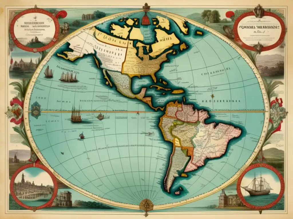 Mapa antiguo detallado con ilustraciones y textura Mapa antiguo detallado con criaturas míticas, ilustraciones y topografía precisa