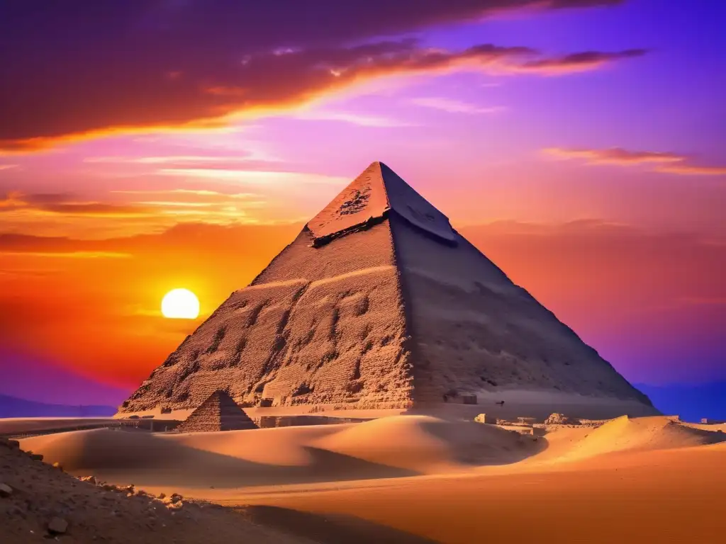 Maravillosa pirámide de Giza al atardecer Peregrinaciones exóticas: Gran Pirámide de Giza al atardecer, majestuosidad y misticismo