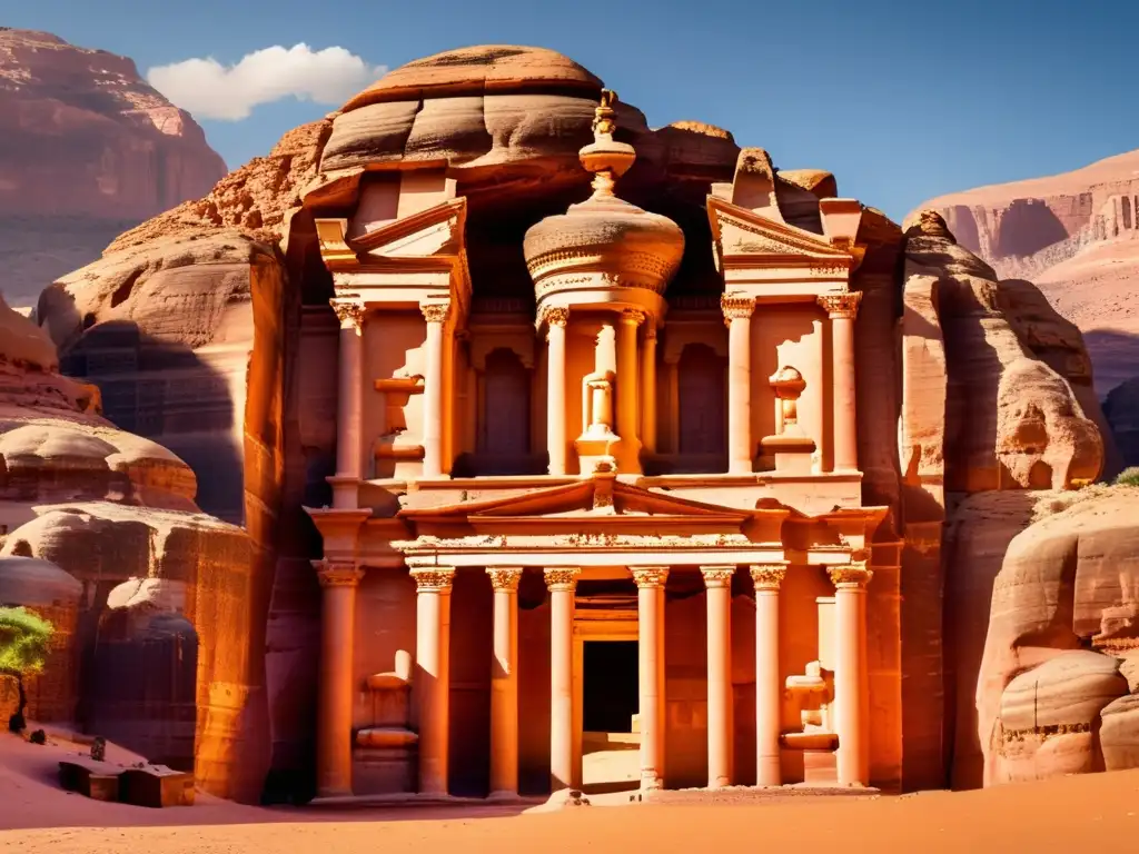 Tesoro antiguo de Petra en Jordania Destinos seguros Medio Oriente viajeros maduros - Petra, Jordania: Tesoro esculpido en roca, desierto vibrante y cielo sereno
