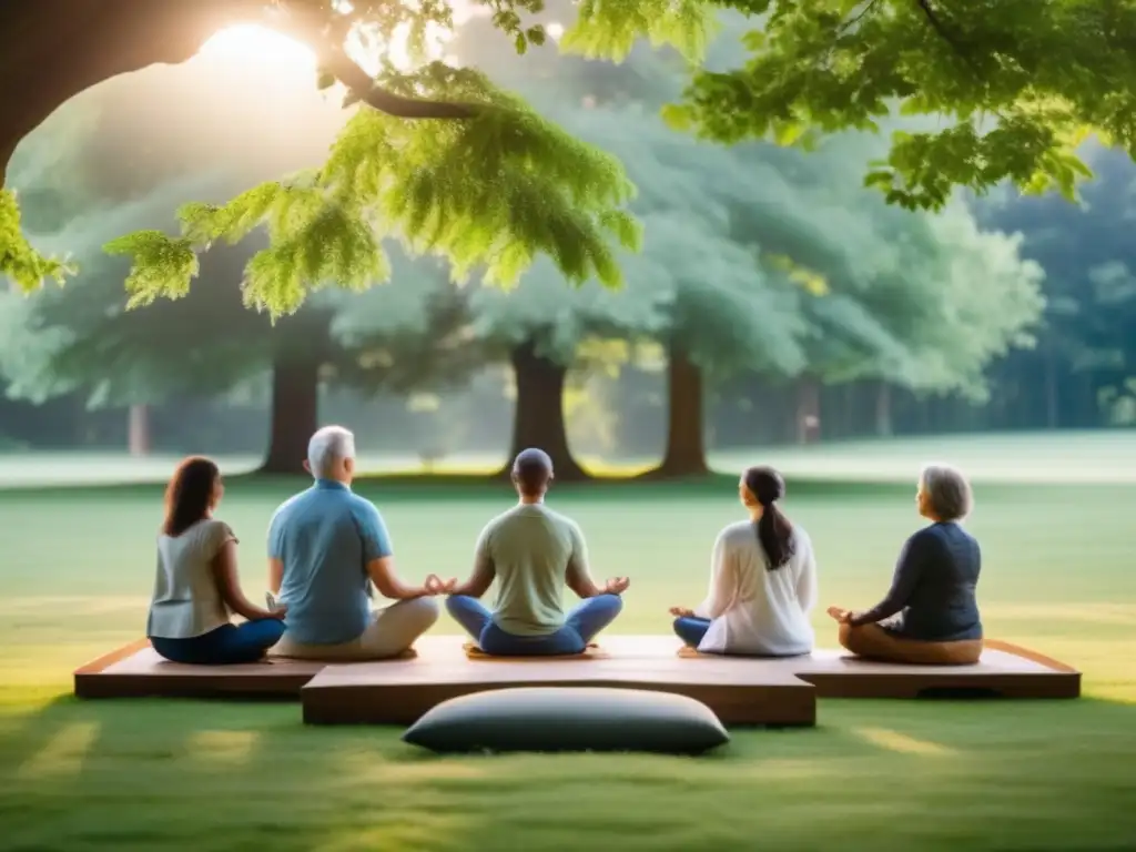 Meditación en naturaleza serena y tranquila Retiro de meditación mindfulness para maduros