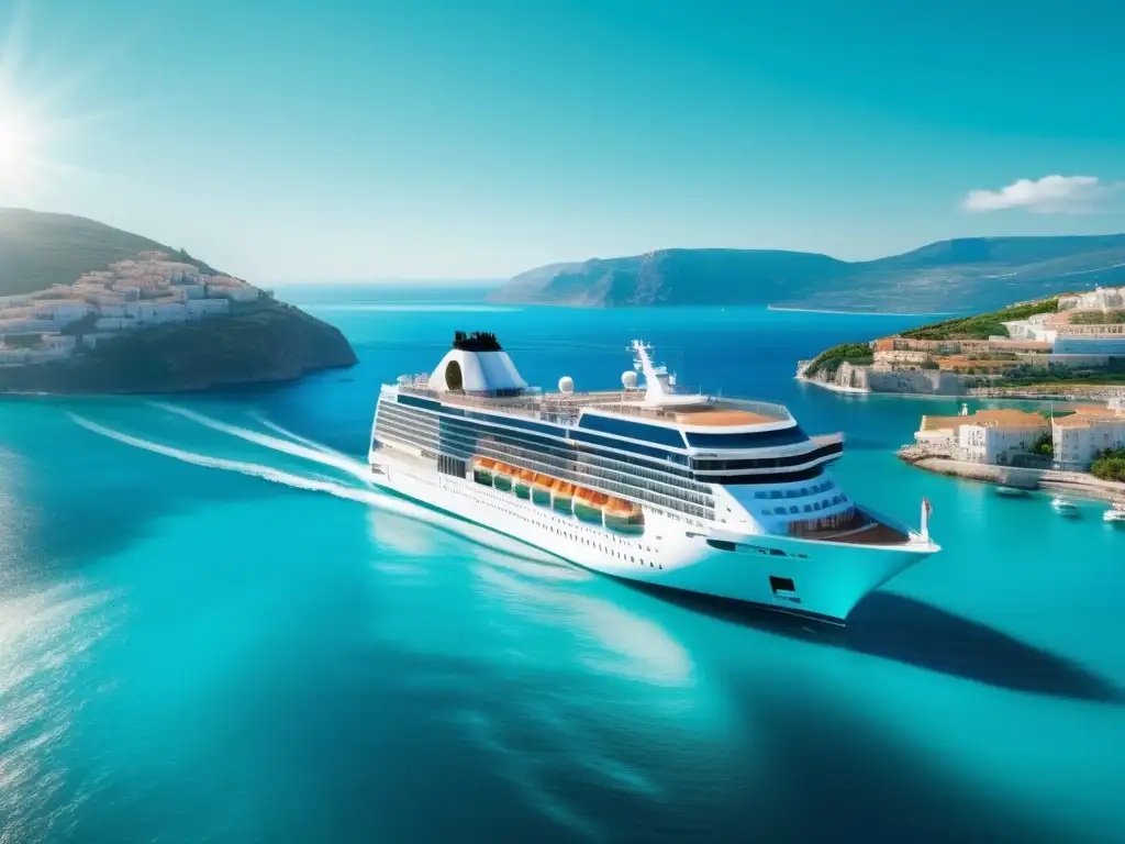 Crucero mediterráneo: relajación y paisajes impresionantes Crucero sereno en el Mediterráneo con vistas panorámicas y actividades para adultos mayores