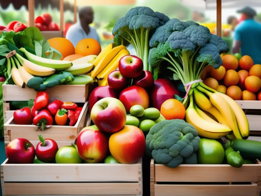 Mercado de agricultores con frutas y verduras frescas Mercado de frutas y verduras con opciones saludables para viajeros senior cardiacos