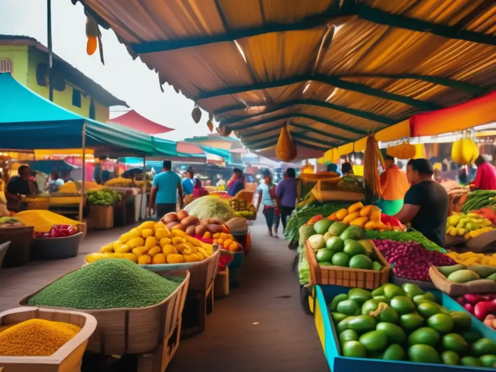 Mercado vibrante en Ciudad A Mercado local en Ciudad A: superalimentos para viajeros maduros: beneficios y consejos