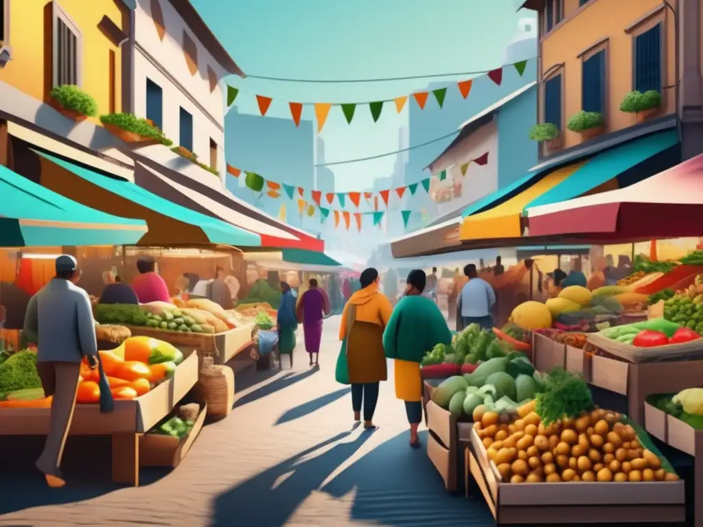 Mercado local vibrante con diversidad cultural Mercado local vibrante con puestos de comida, artesanías y diversidad cultural - Aprende idiomas viajando adultos
