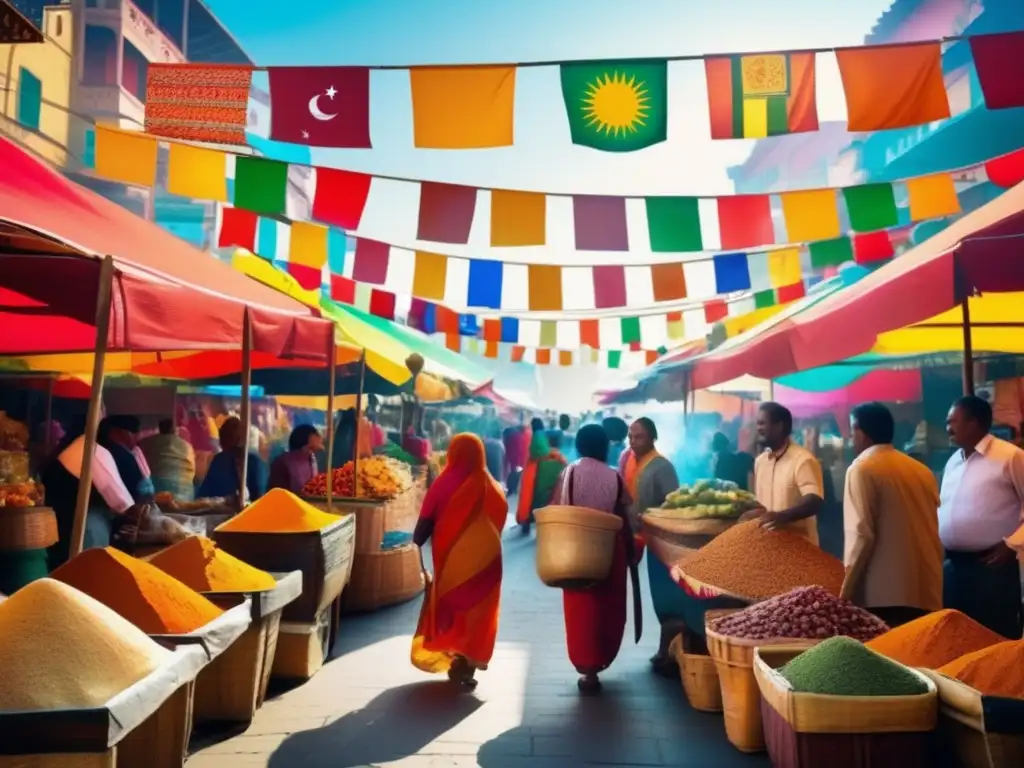 Experiencias enriquecedoras para viajeros maduros en un mercado callejero lleno de colores y vida