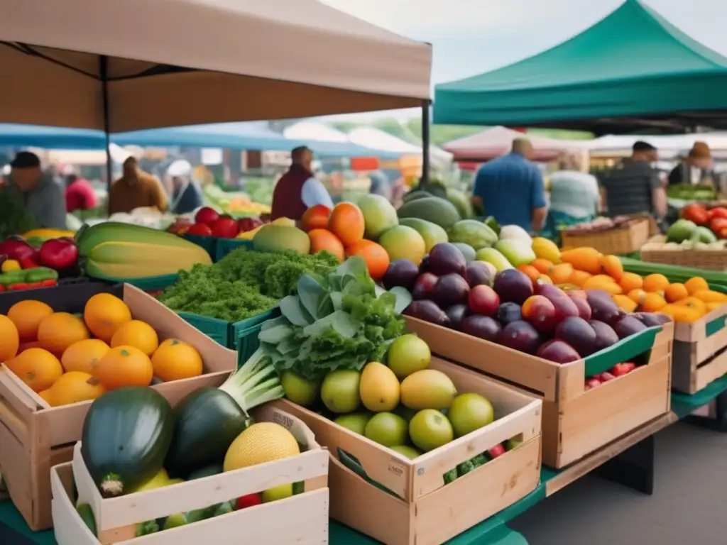Mercado de agricultores vibrante y colorido con alimentos saludables Nutrición saludable para viajeros senior activos en vibrante mercado de agricultores