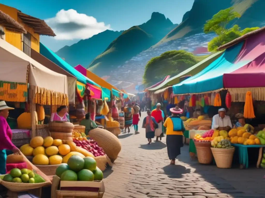Mercado vibrante en Sudamérica Recomendaciones seguras para viajeros seniors América del Sur - Mercado vibrante de América del Sur, lleno de color y cultura