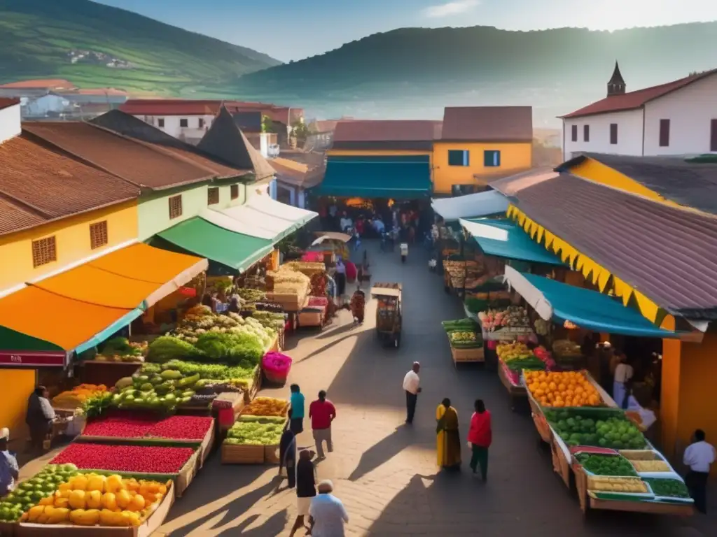 Mercado local vibrante y colorido Mercado local vibrante y colorido en encantador pueblo - Beneficios viajar solo tercera edad