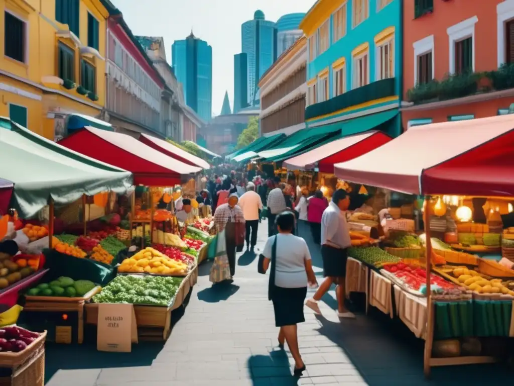 Mercado callejero vibrante para viajeros seniors Mercado callejero vibrante con opciones culinarias para el presupuesto de viaje de seniors