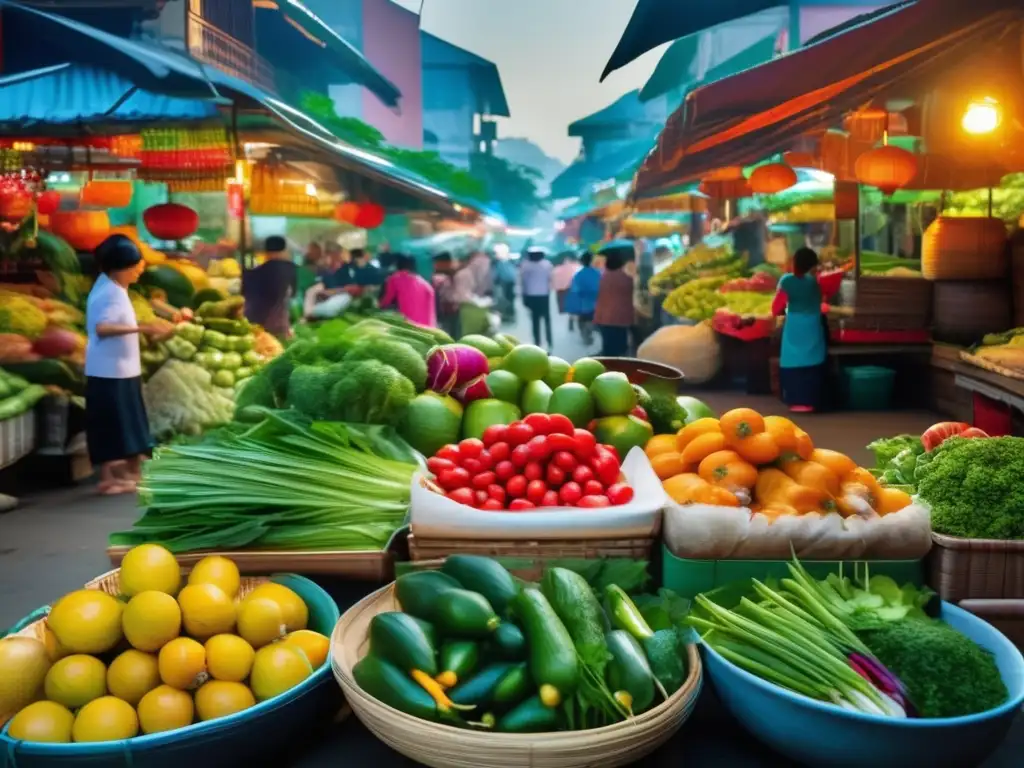 Mercado tradicional vietnamita: ingredientes frescos y vibrantes Mercado vietnamita: Experiencias culinarias para adultos mayores