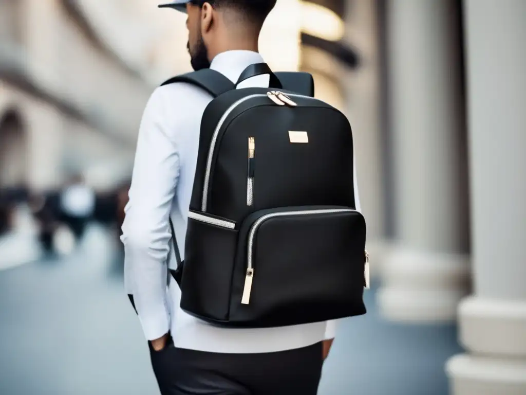 Elegante mochila de viaje, negro y plata Mochila viaje senior comodidad seguridad Accesorios
